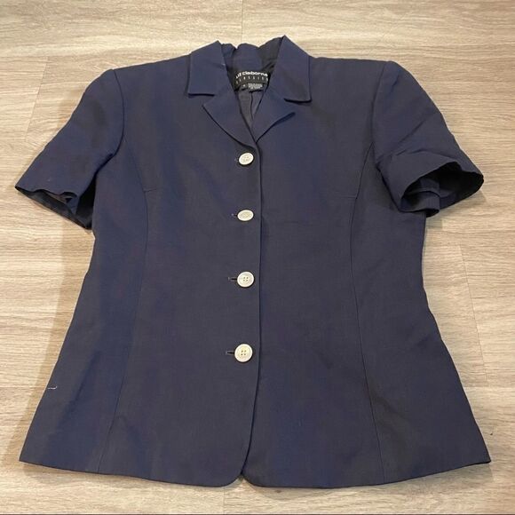 Liz Claiborne classics blue blazer w shoulder pads - Picture 1 of 7